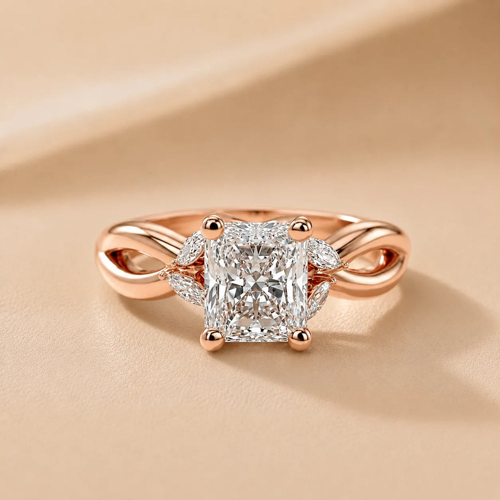 Luna Glow Twisted Round Diamond Engagement Ring