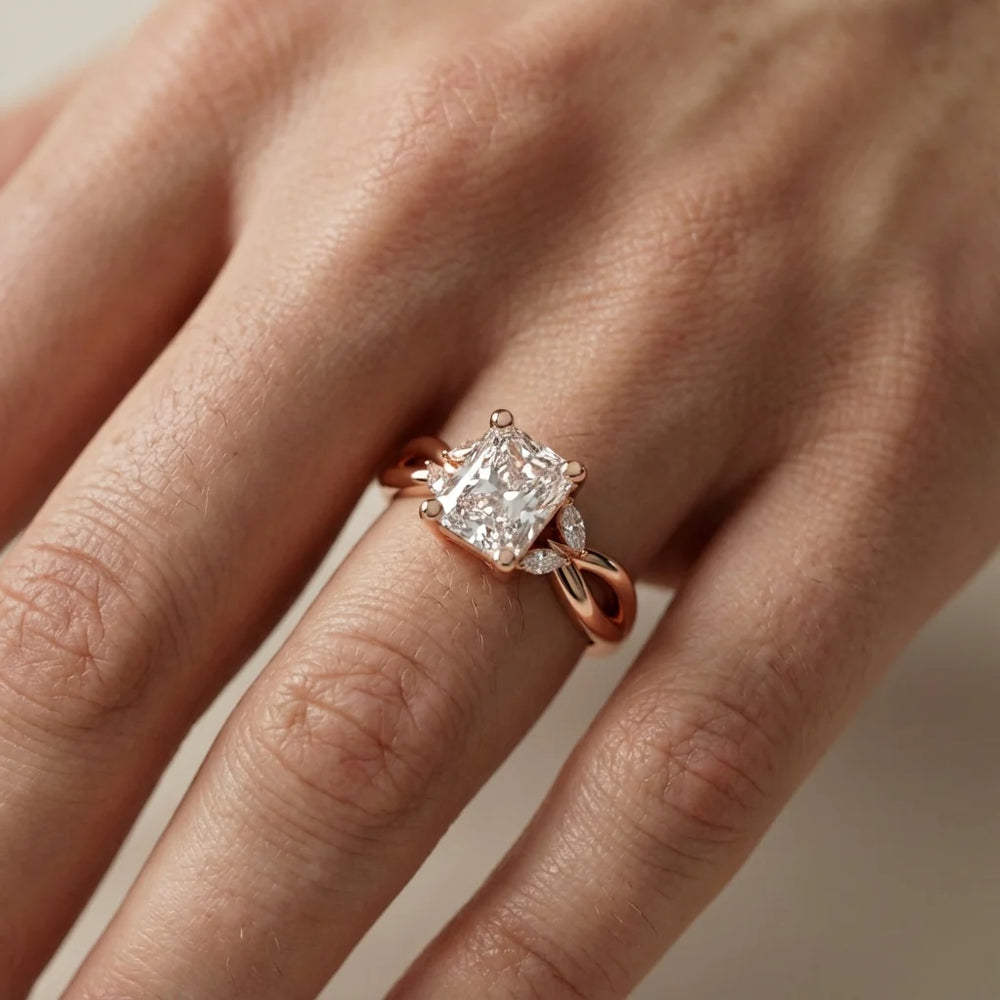 Luna Glow Twisted Round Diamond Engagement Ring