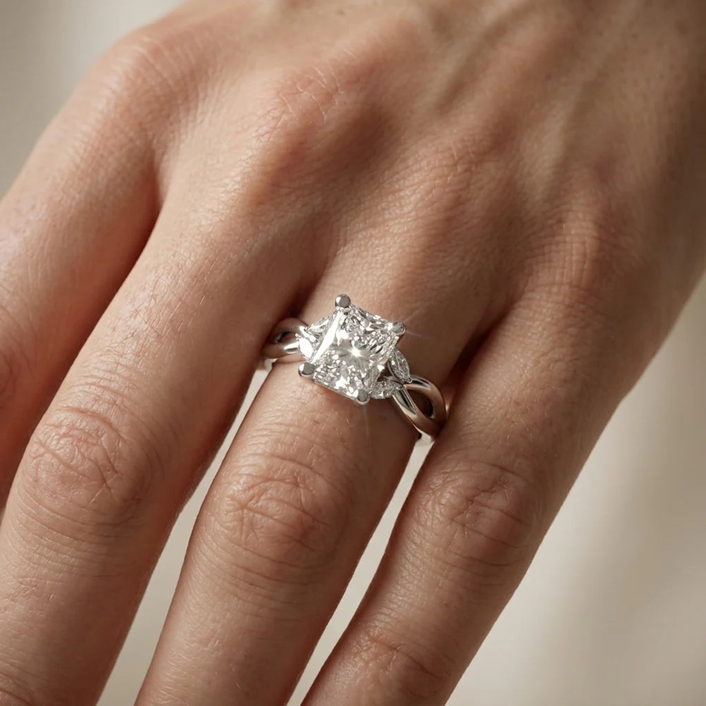 Luna Glow Twisted Round Diamond Engagement Ring