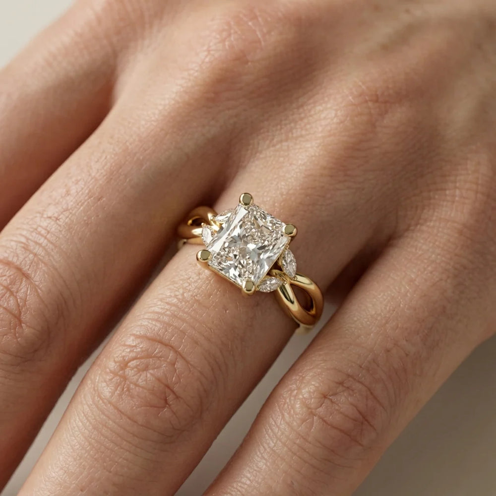 Luna Glow Twisted Round Diamond Engagement Ring