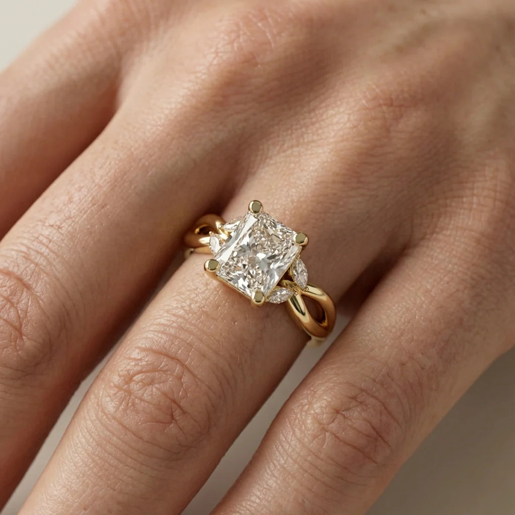 Luna Glow Twisted Round Diamond Engagement Ring