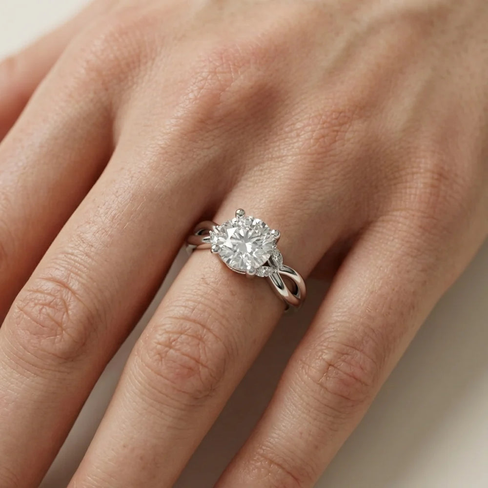 Luna Glow Twisted Round Diamond Engagement Ring