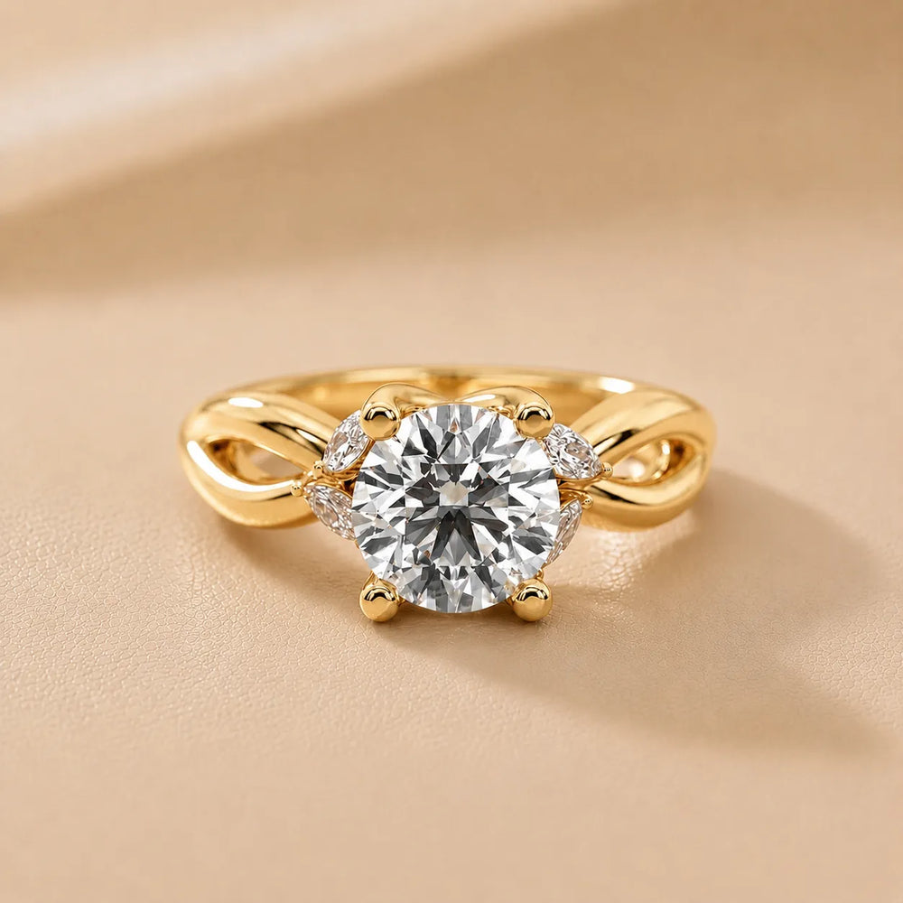 Luna Glow Twisted Round Diamond Engagement Ring