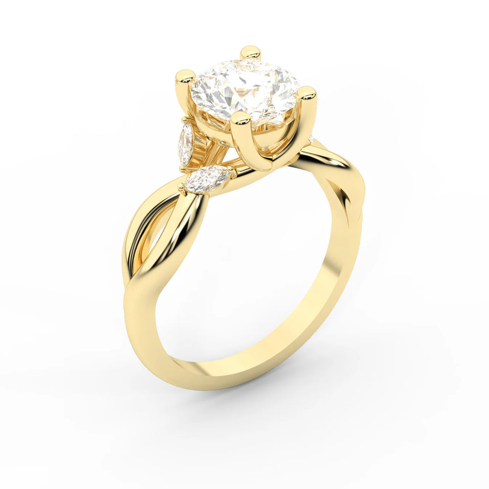 Luna Glow Twisted Round Diamond Engagement Ring