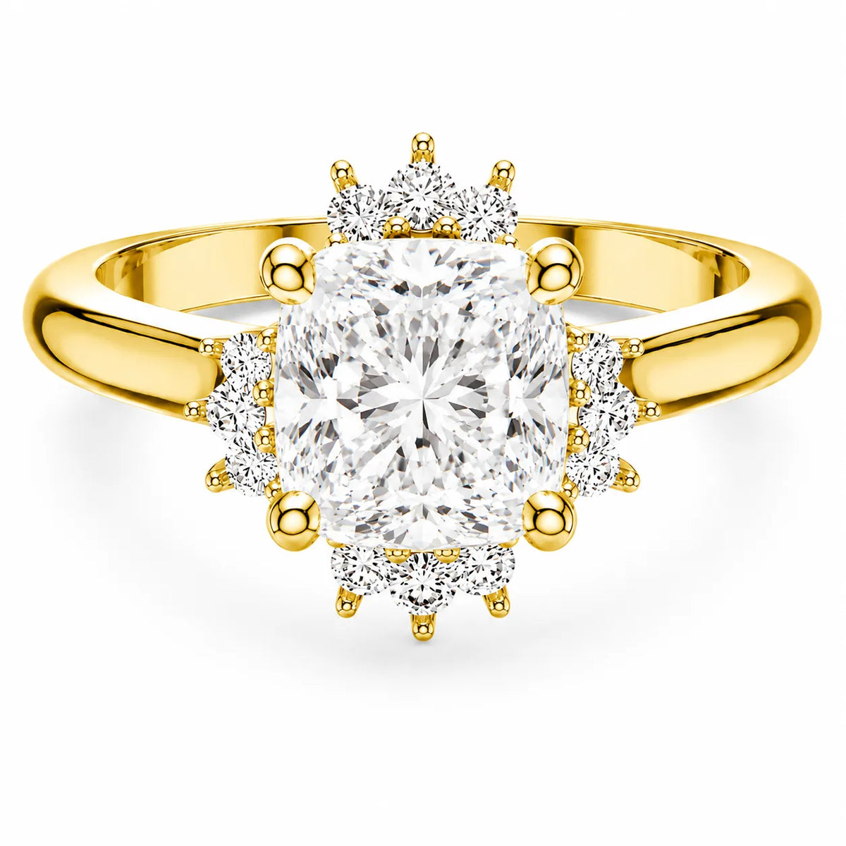 Luxury Cut Diamond Ring with Diamond Halo Accents