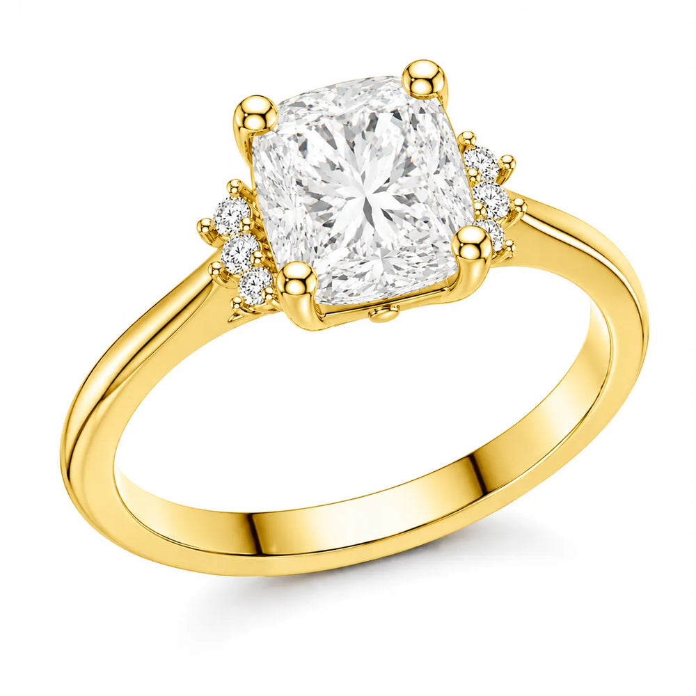 Luxury Cut Diamond Ring with Diamond Halo Accents