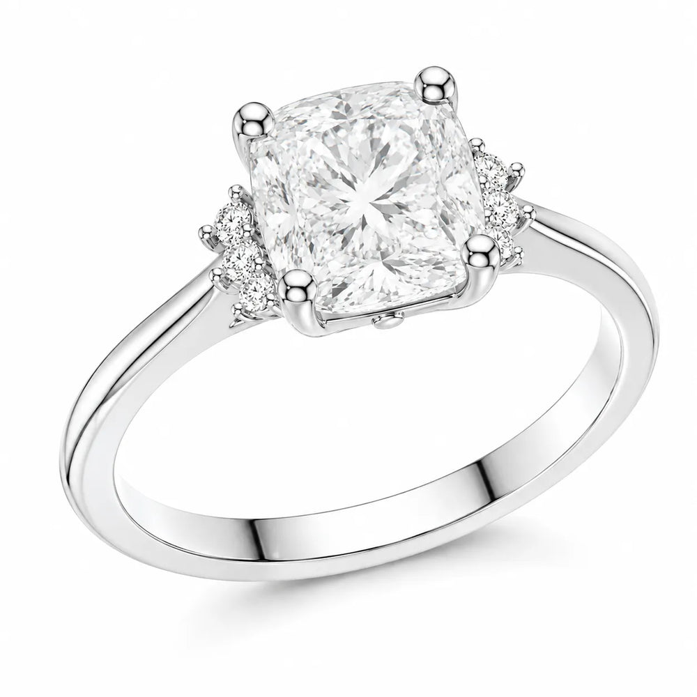 Luxury Cut Diamond Ring with Diamond Halo Accents