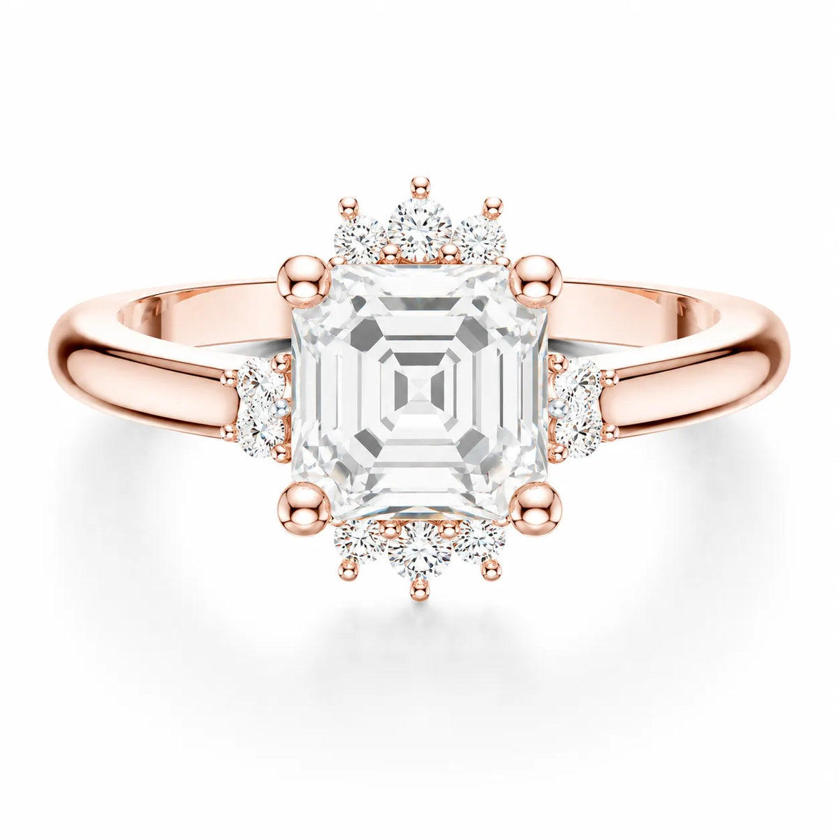 Luxury Cut Diamond Ring with Diamond Halo Accents