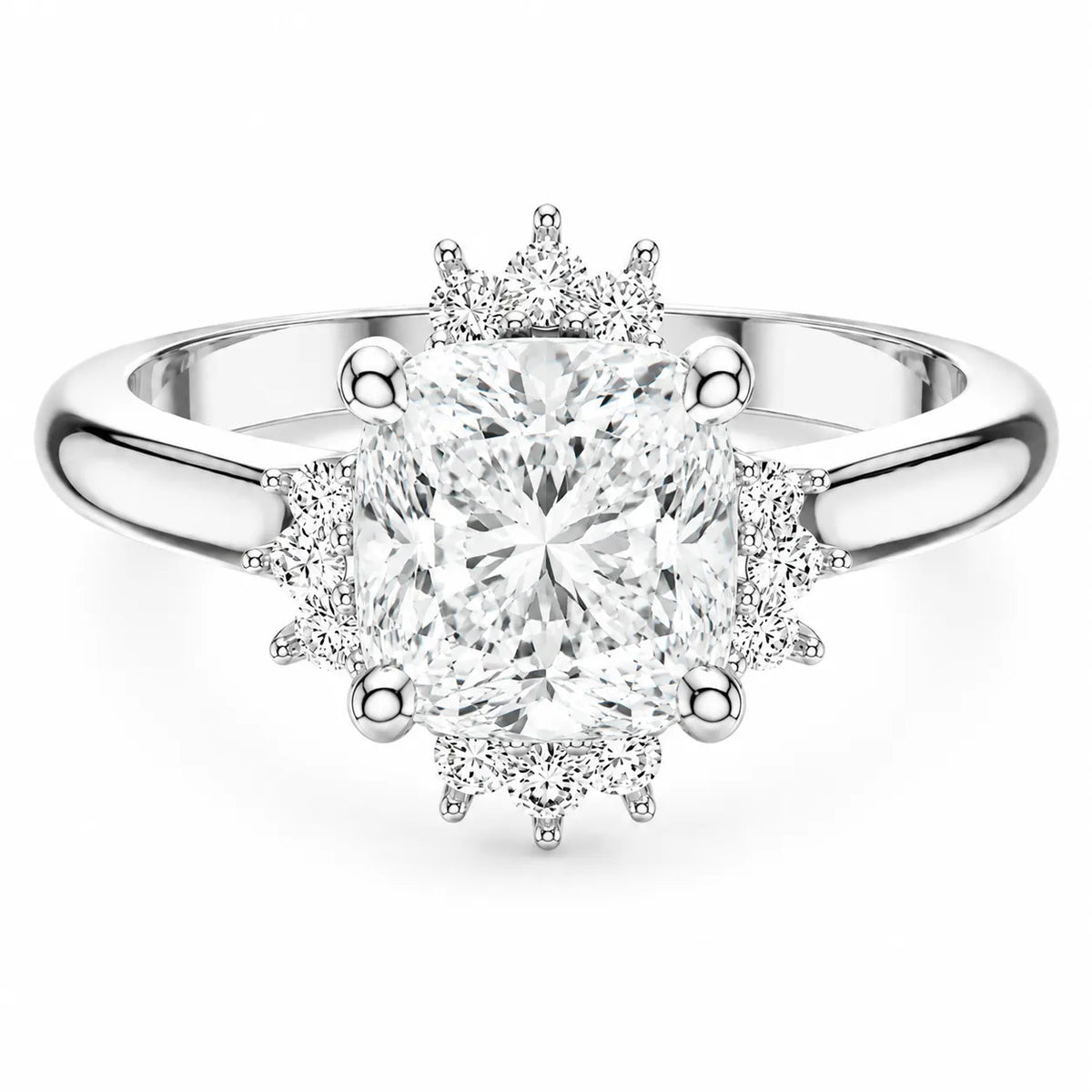 Luxury Cut Diamond Ring with Diamond Halo Accents