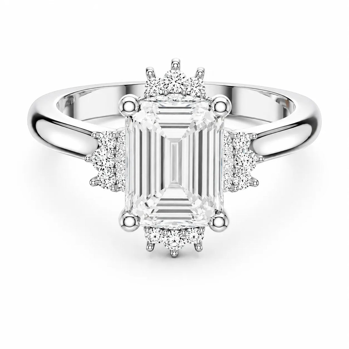 Luxury Cut Diamond Ring with Diamond Halo Accents