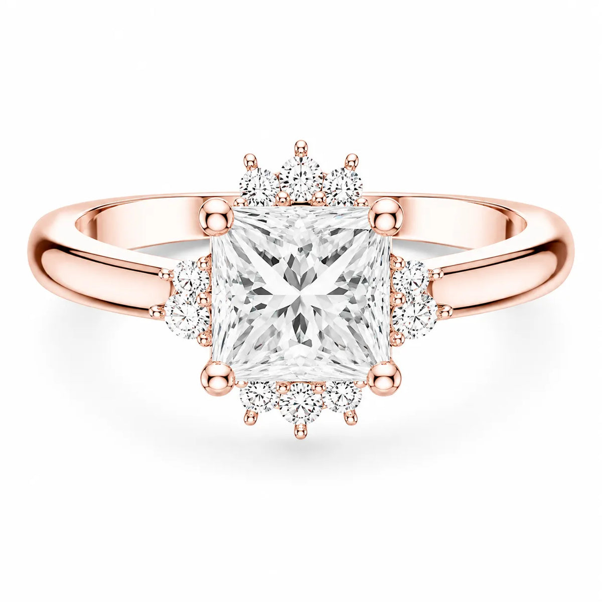 Luxury Cut Diamond Ring with Diamond Halo Accents