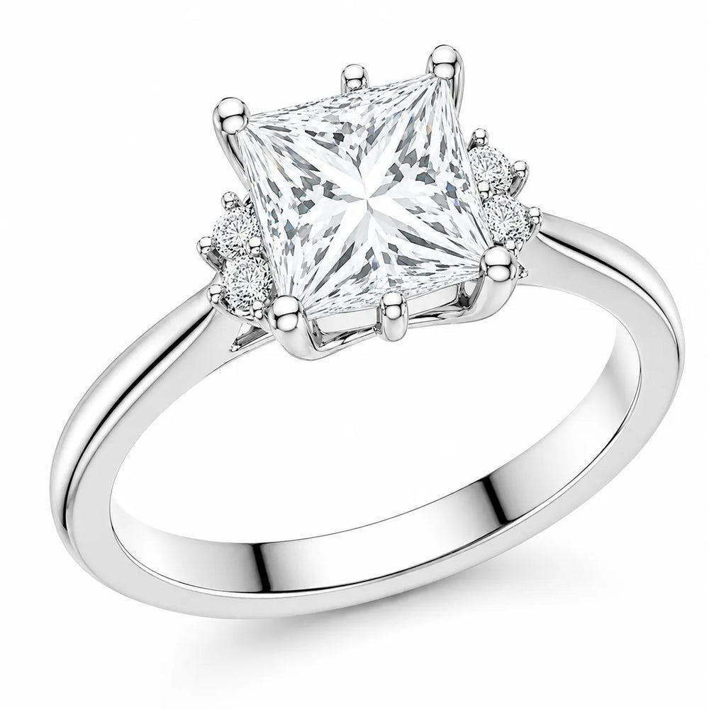 Luxury Cut Diamond Ring with Diamond Halo Accents