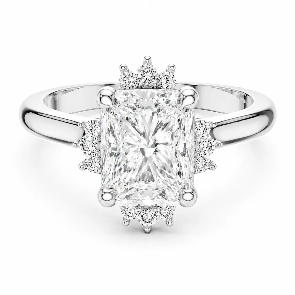 Luxury Cut Diamond Ring with Diamond Halo Accents