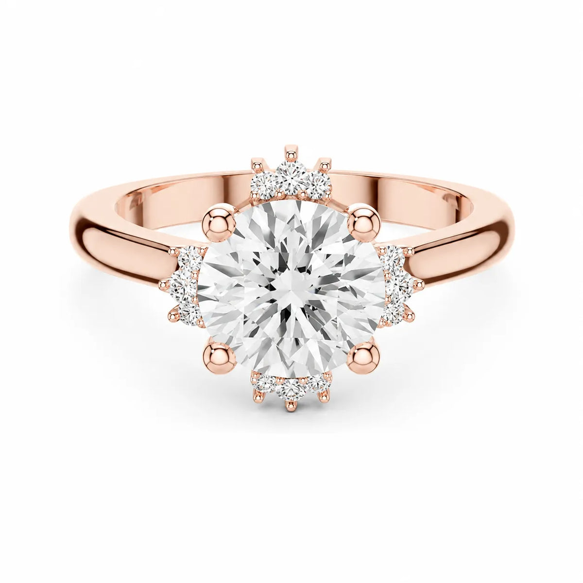 Luxury Cut Diamond Ring with Diamond Halo Accents