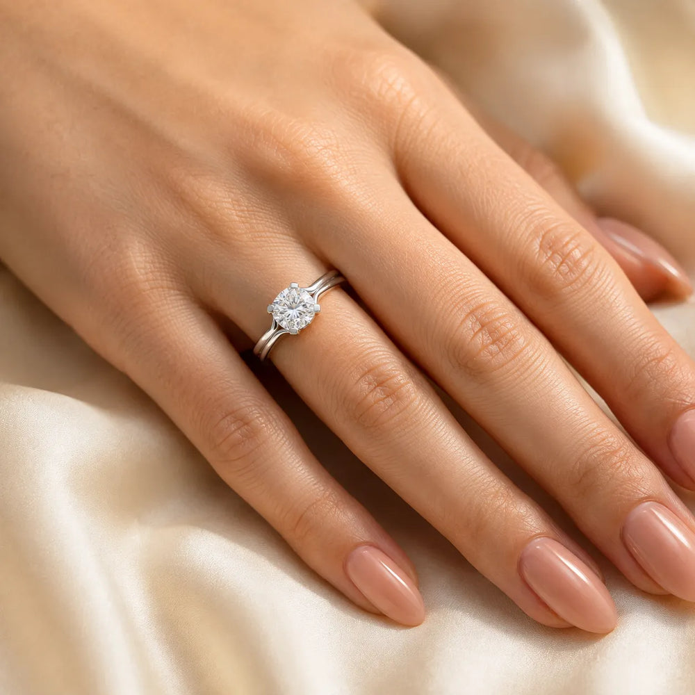 Elegant Solitaire Ring Set with Matching