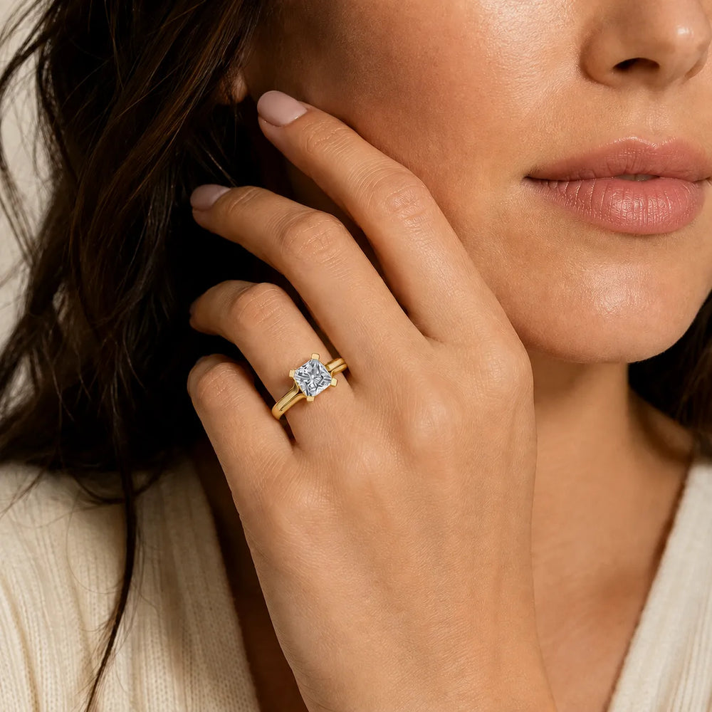 Elegant Solitaire Ring Set with Matching