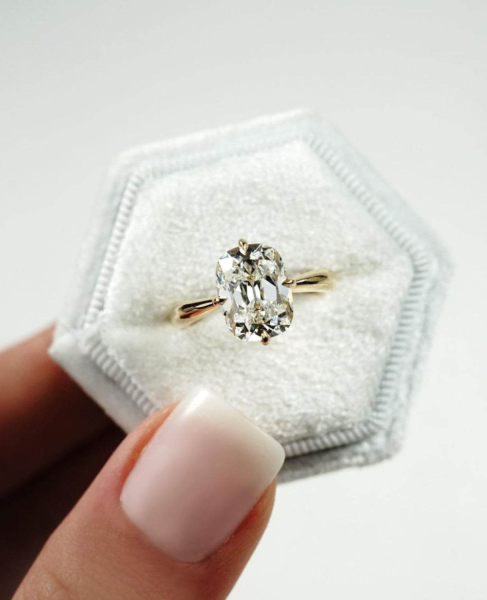 Old Mine Cushion Cut Labgrown Engagement Ring