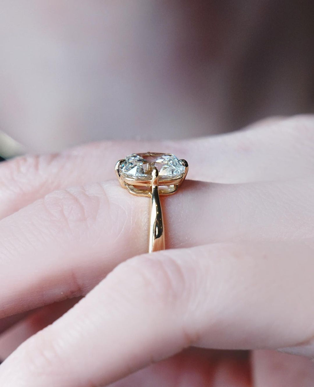 Old Mine Cushion Cut Labgrown Engagement Ring