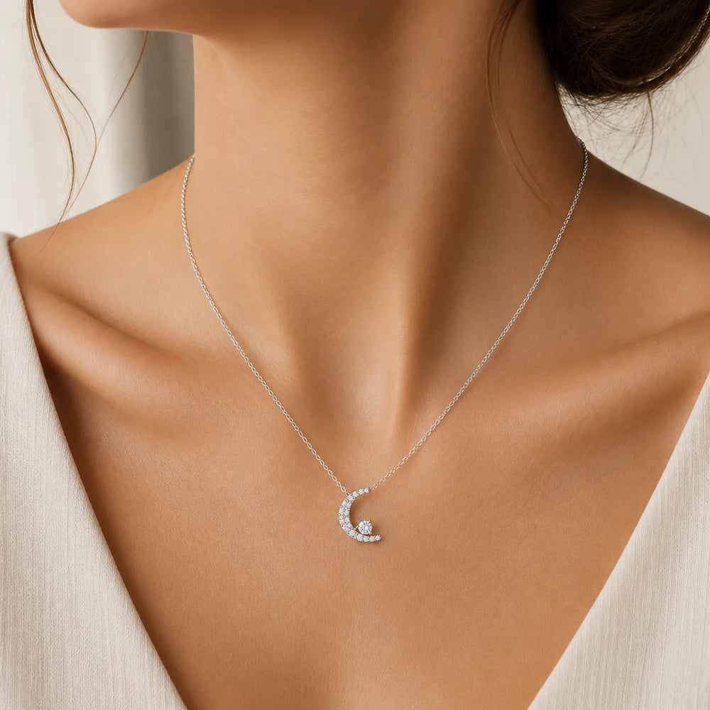 Moonlit Wave Diamond Necklace