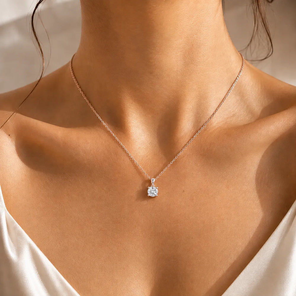Round Classic Solitaire Necklace