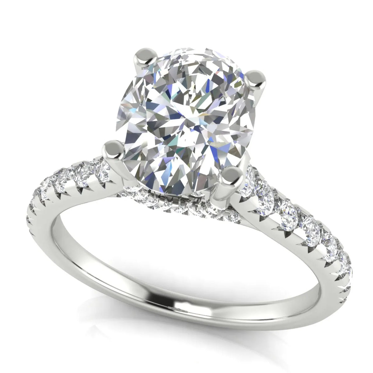 Classic Pavé Accent Solitaire Ring