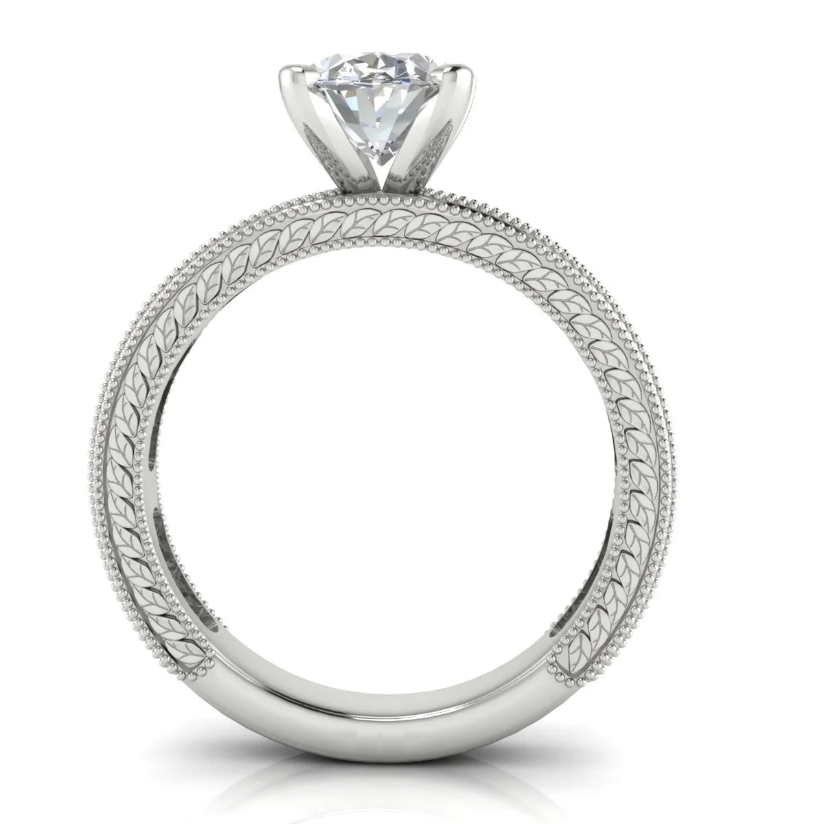 Vintage Milgrain Accent Solitaire Ring