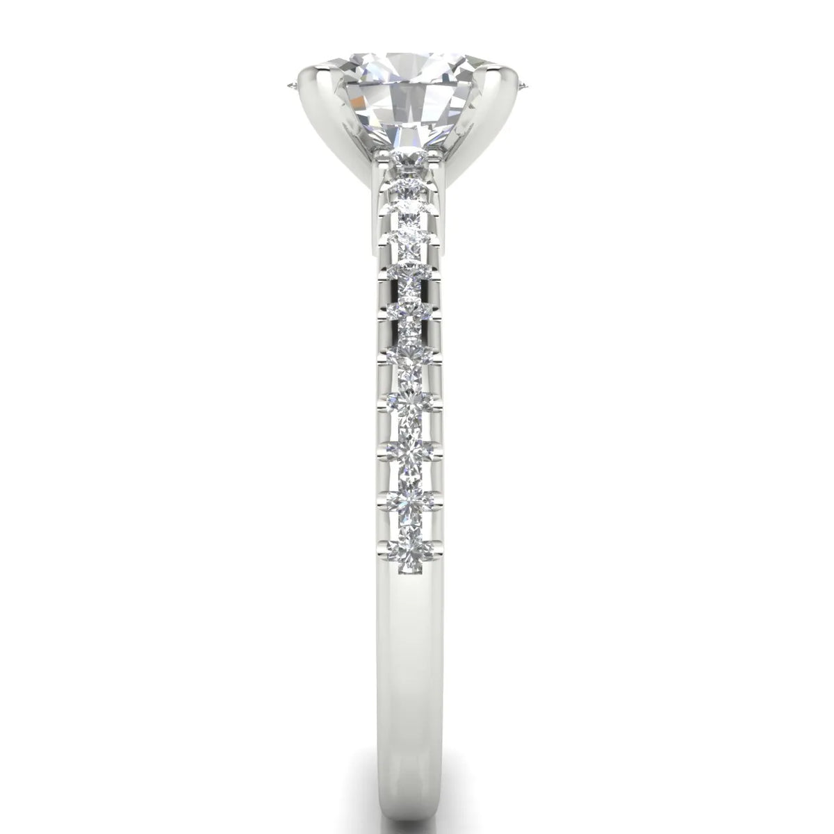 Classic Pavé Accent Solitaire Ring