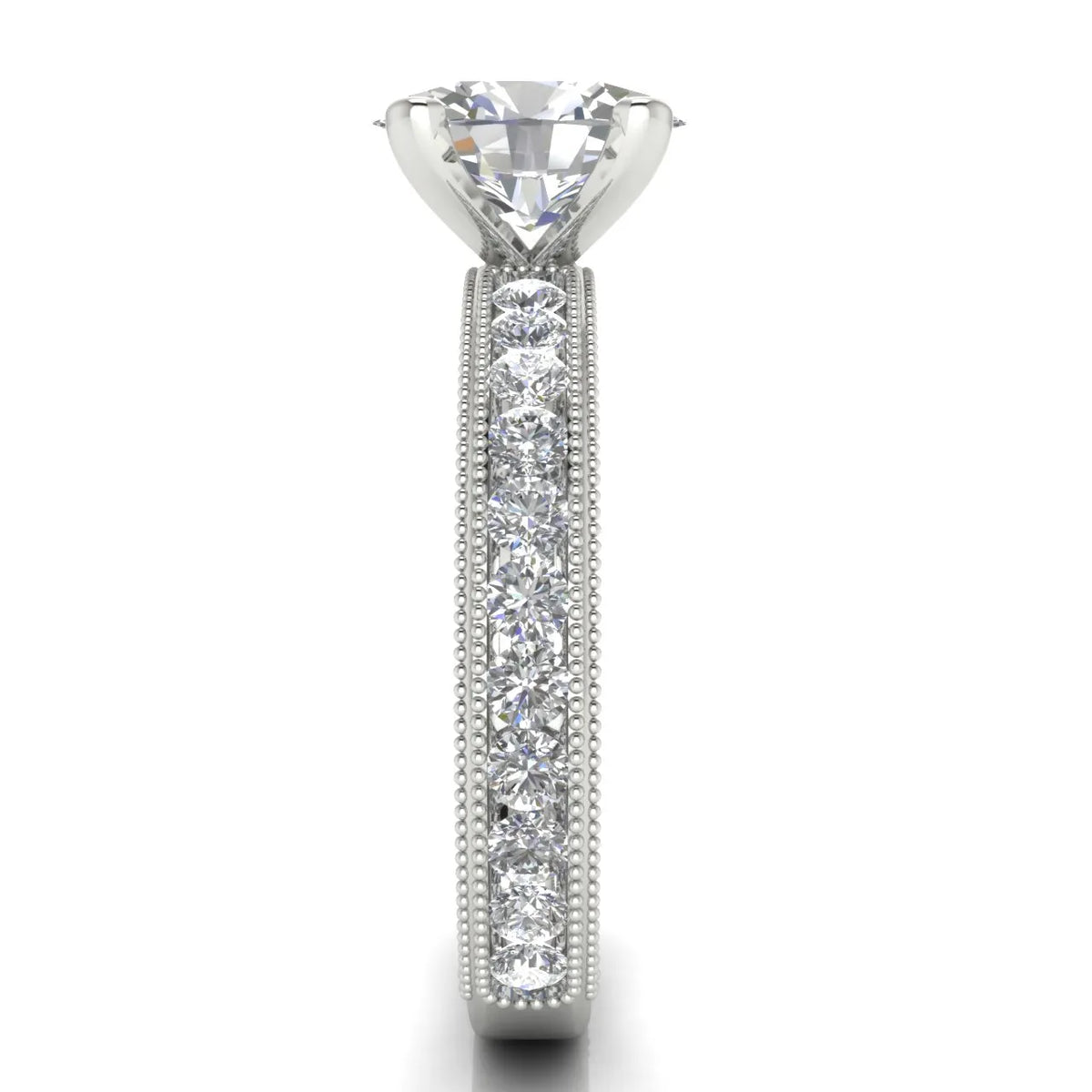 Vintage Milgrain Accent Solitaire Ring