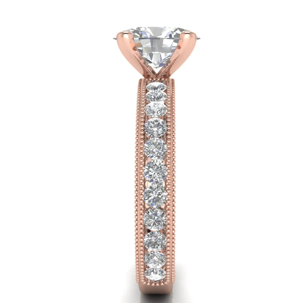 Vintage Milgrain Accent Solitaire Ring