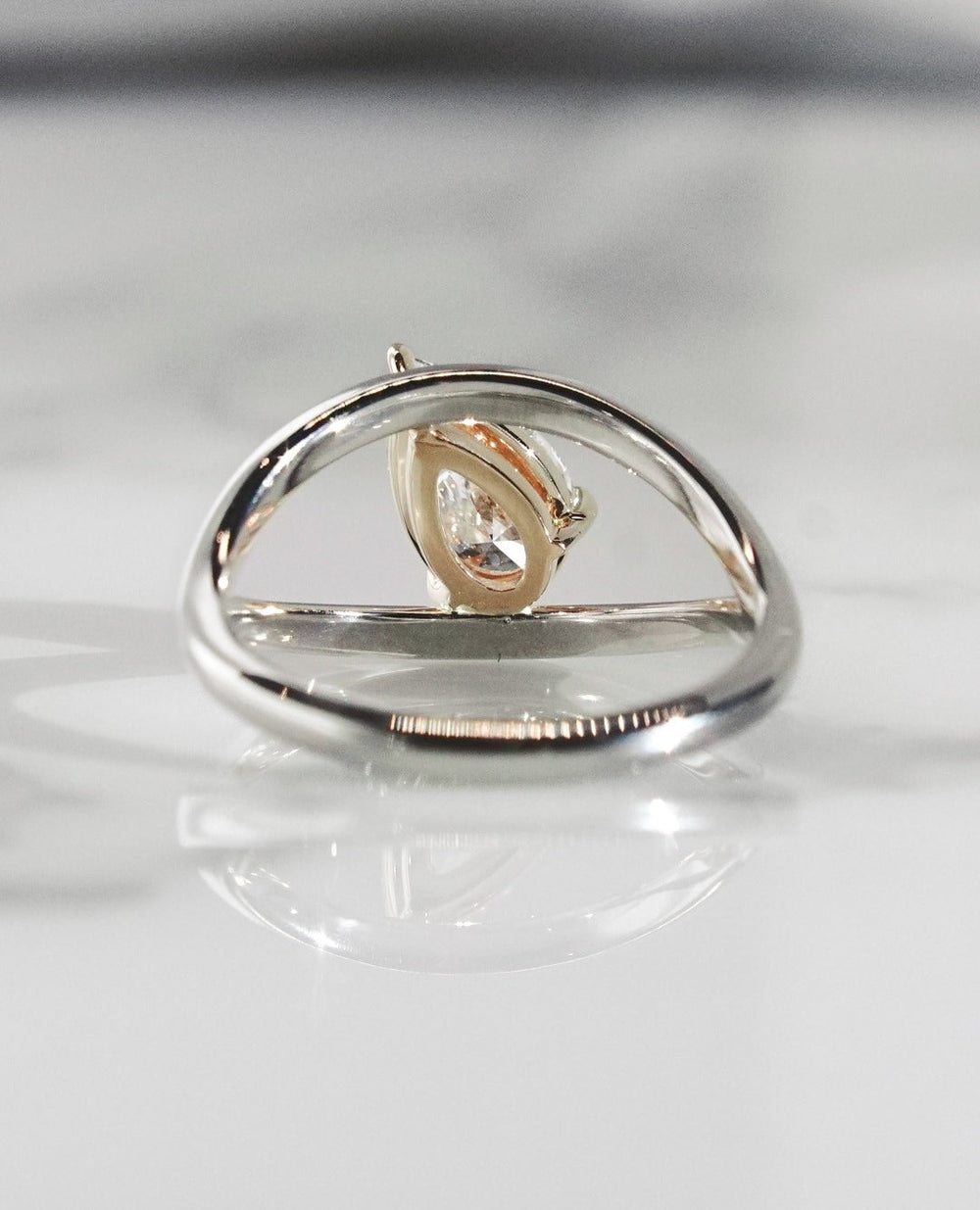 Elongated Pear Cut Labgrown Engagement Ring