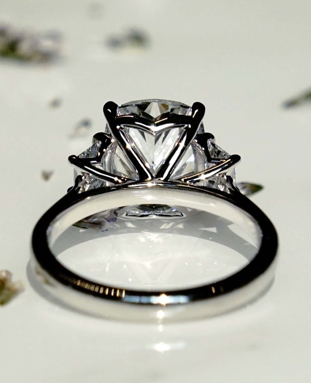 Three Stone Cushion Cut Labgrown Engagement Ring