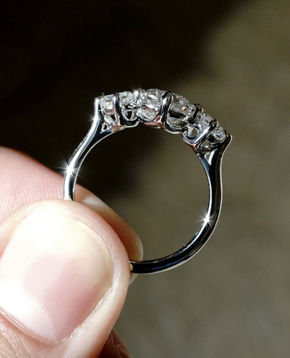 Three Stoe Cushion Cut Labgrown Engagement Ring
