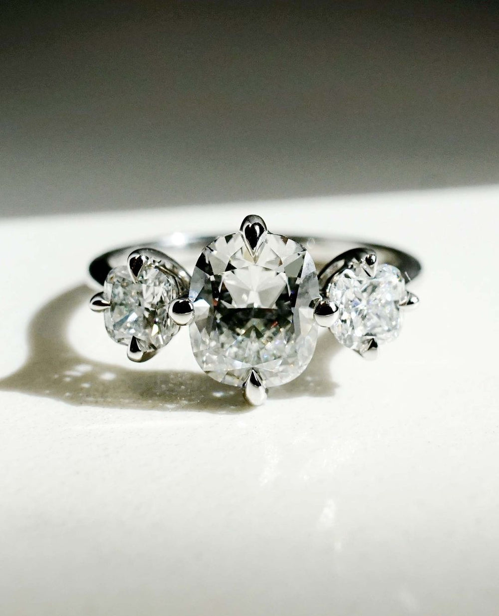Three Stoe Cushion Cut Labgrown Engagement Ring