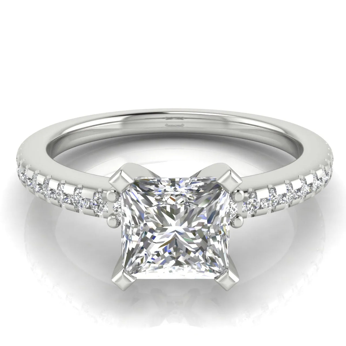 Classic Pavé Accent Solitaire Ring