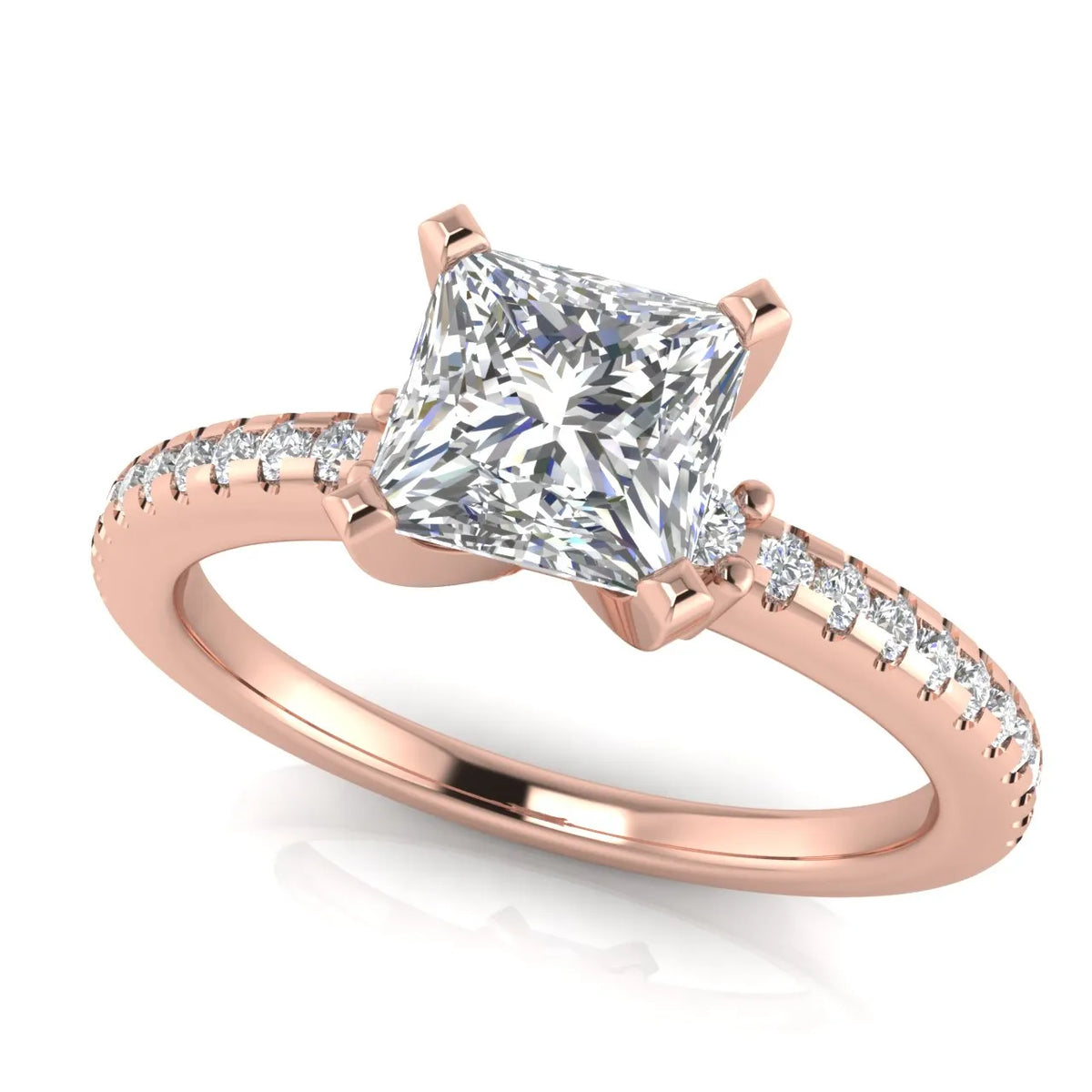Classic Pavé Accent Solitaire Ring