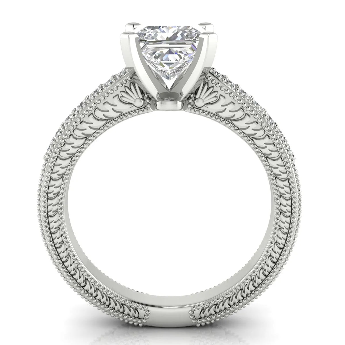 Vintage-Inspired Solitaire Ring with Accent Stones