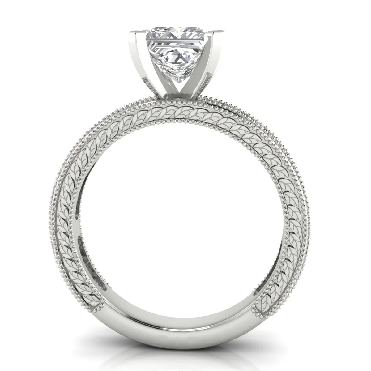 Vintage Milgrain Accent Solitaire Ring