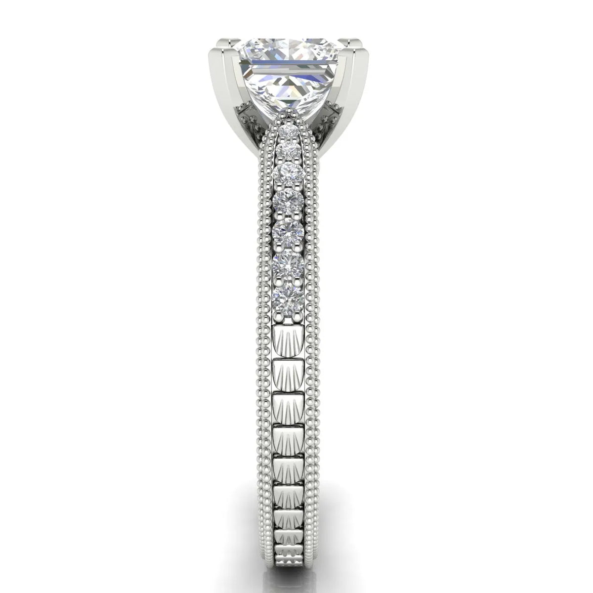 Vintage-Inspired Solitaire Ring with Accent Stones