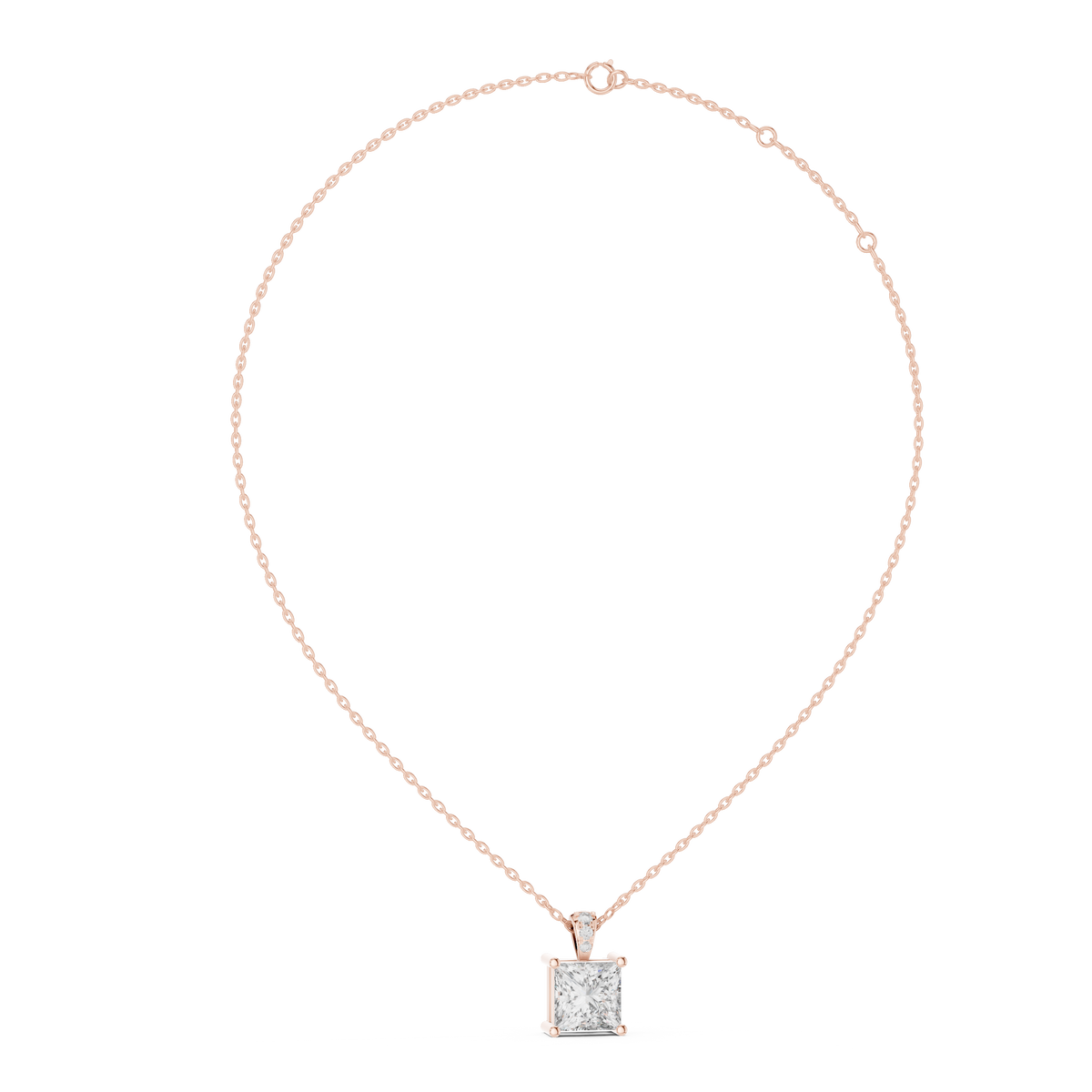 Princess Royal Solitaire Pendant With Italian Chain Necklace