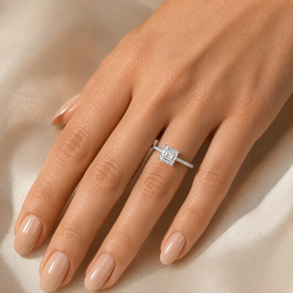 Elegant Pavé Solitaire Engagement Ring