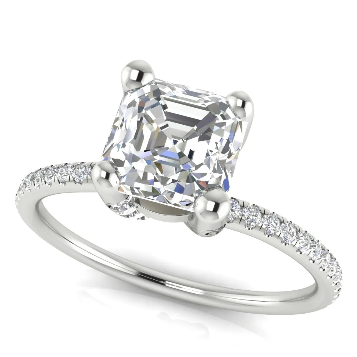Elegant Pavé Solitaire Engagement Ring