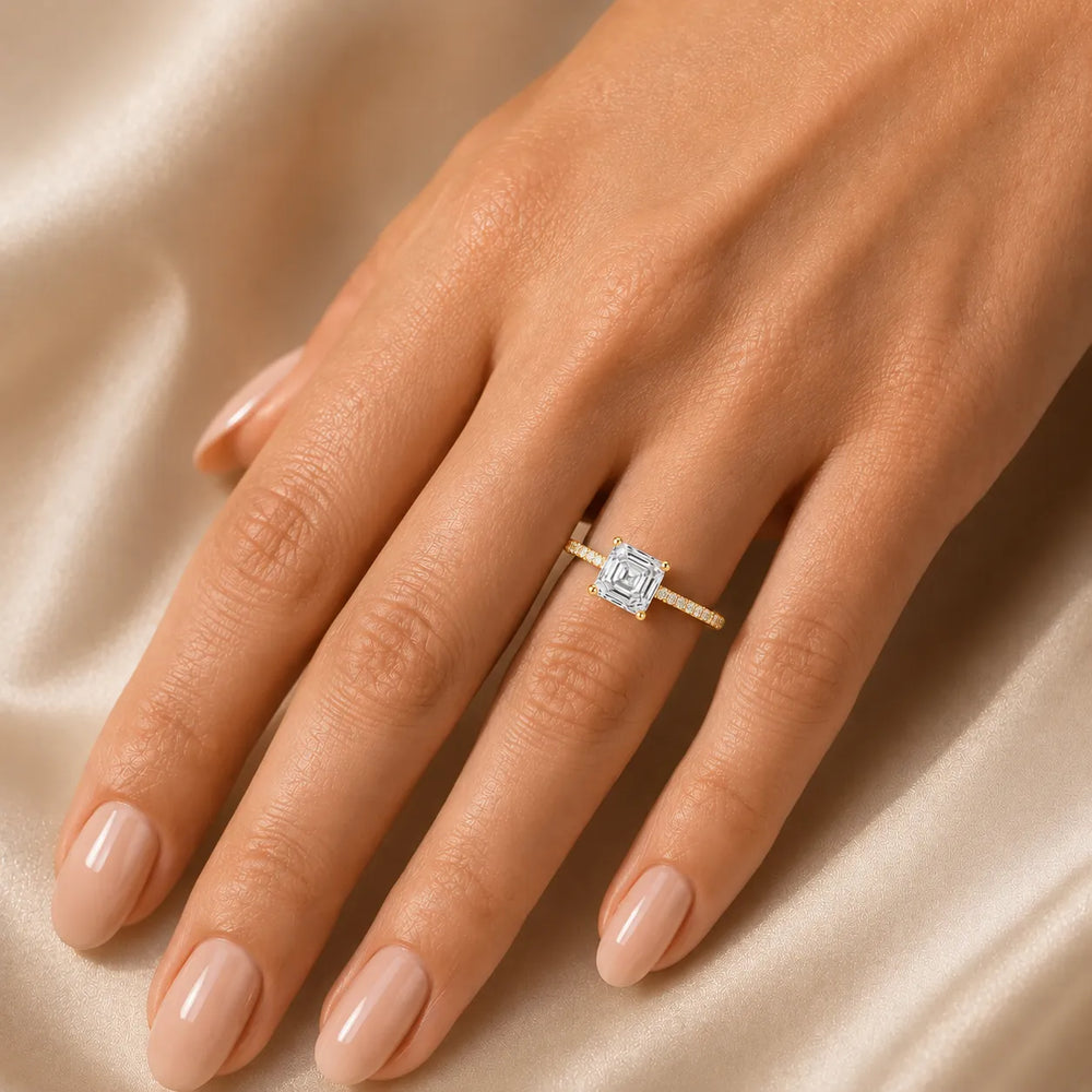 Elegant Pavé Solitaire Engagement Ring