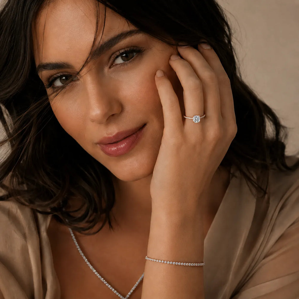Elegant Pavé Solitaire Engagement Ring
