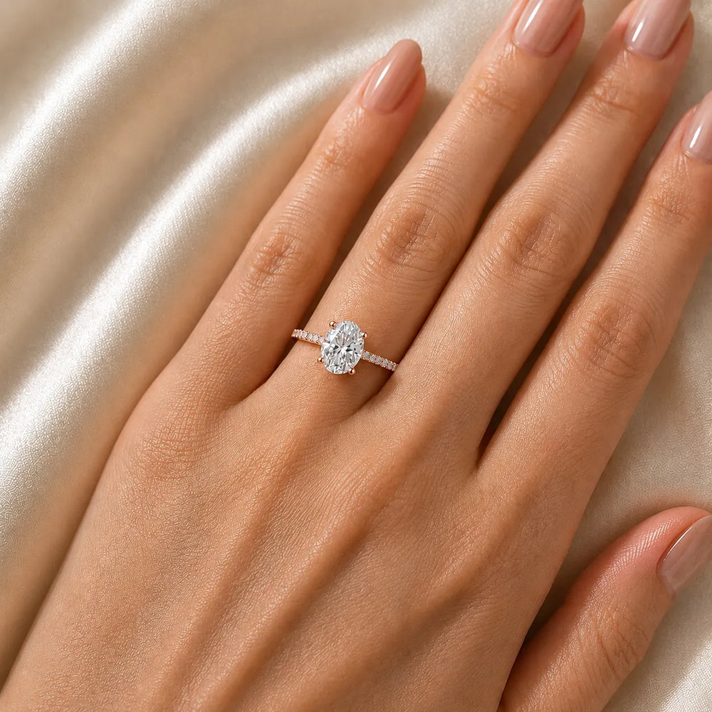 Elegant Pavé Solitaire Engagement Ring
