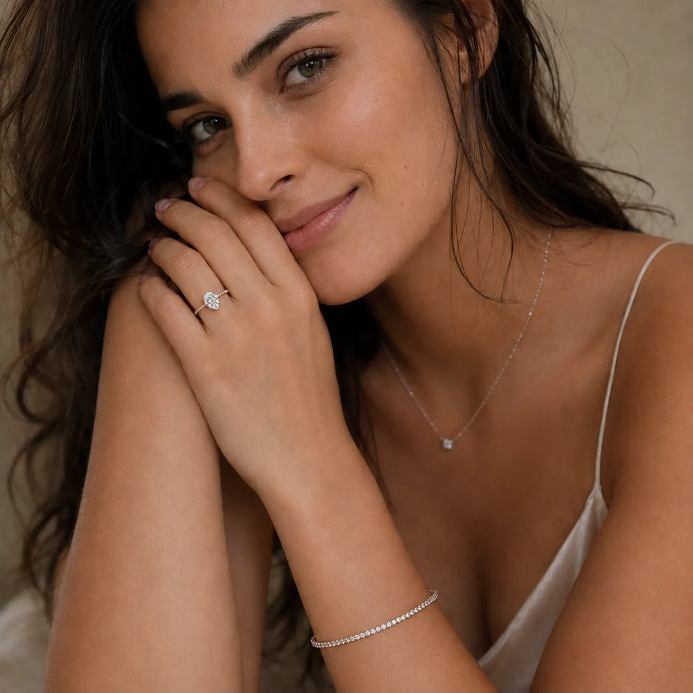 Elegant Pavé Solitaire Engagement Ring