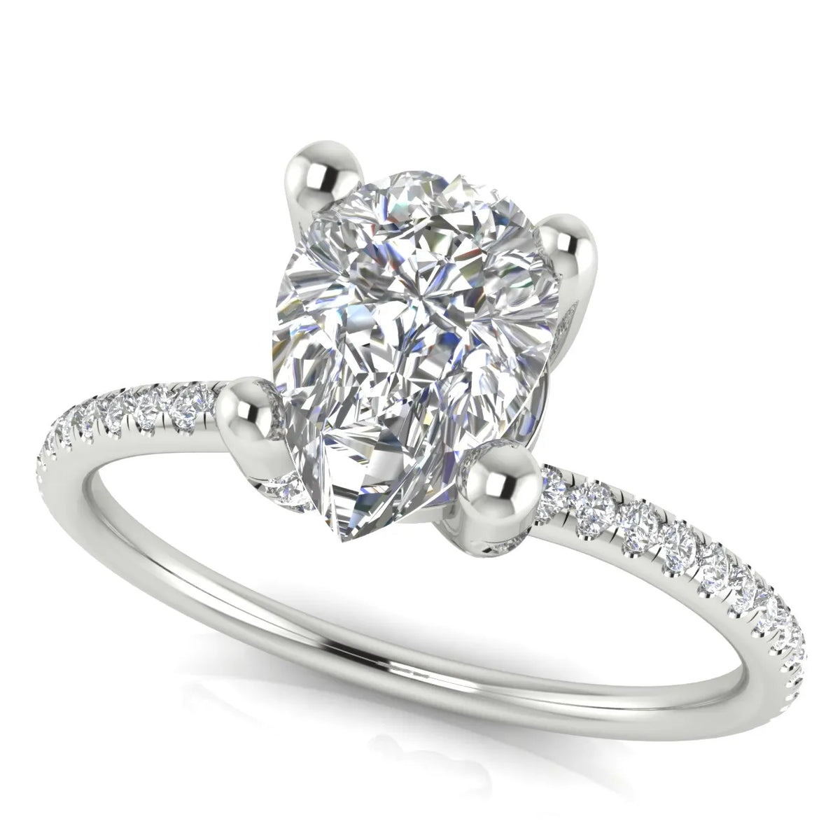Elegant Pavé Solitaire Engagement Ring