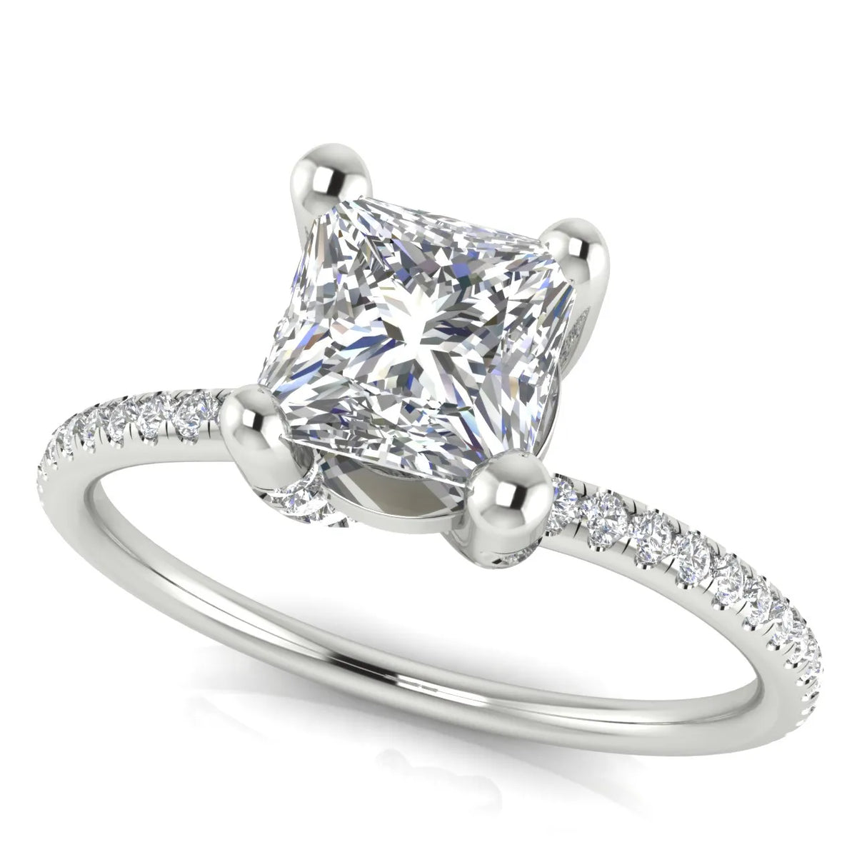 Elegant Pavé Solitaire Engagement Ring