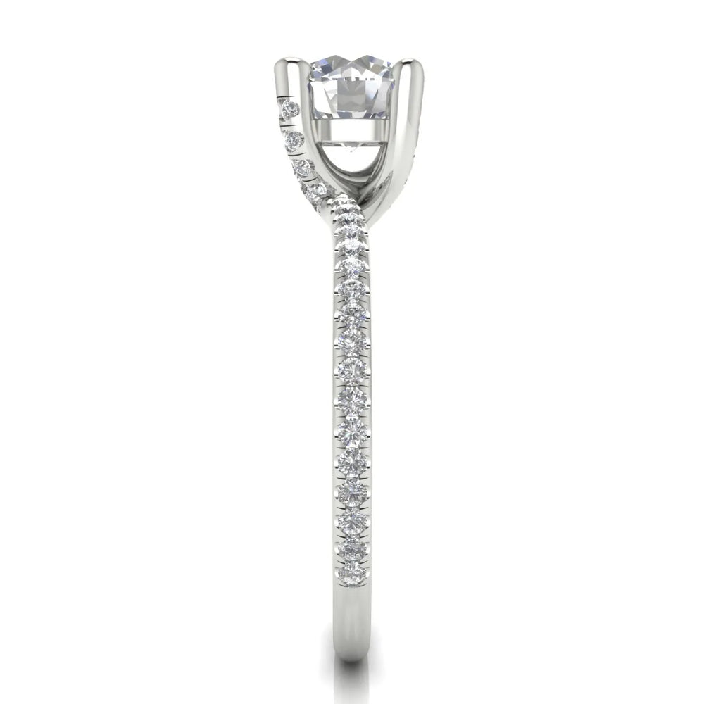 Elegant Pavé Solitaire Engagement Ring