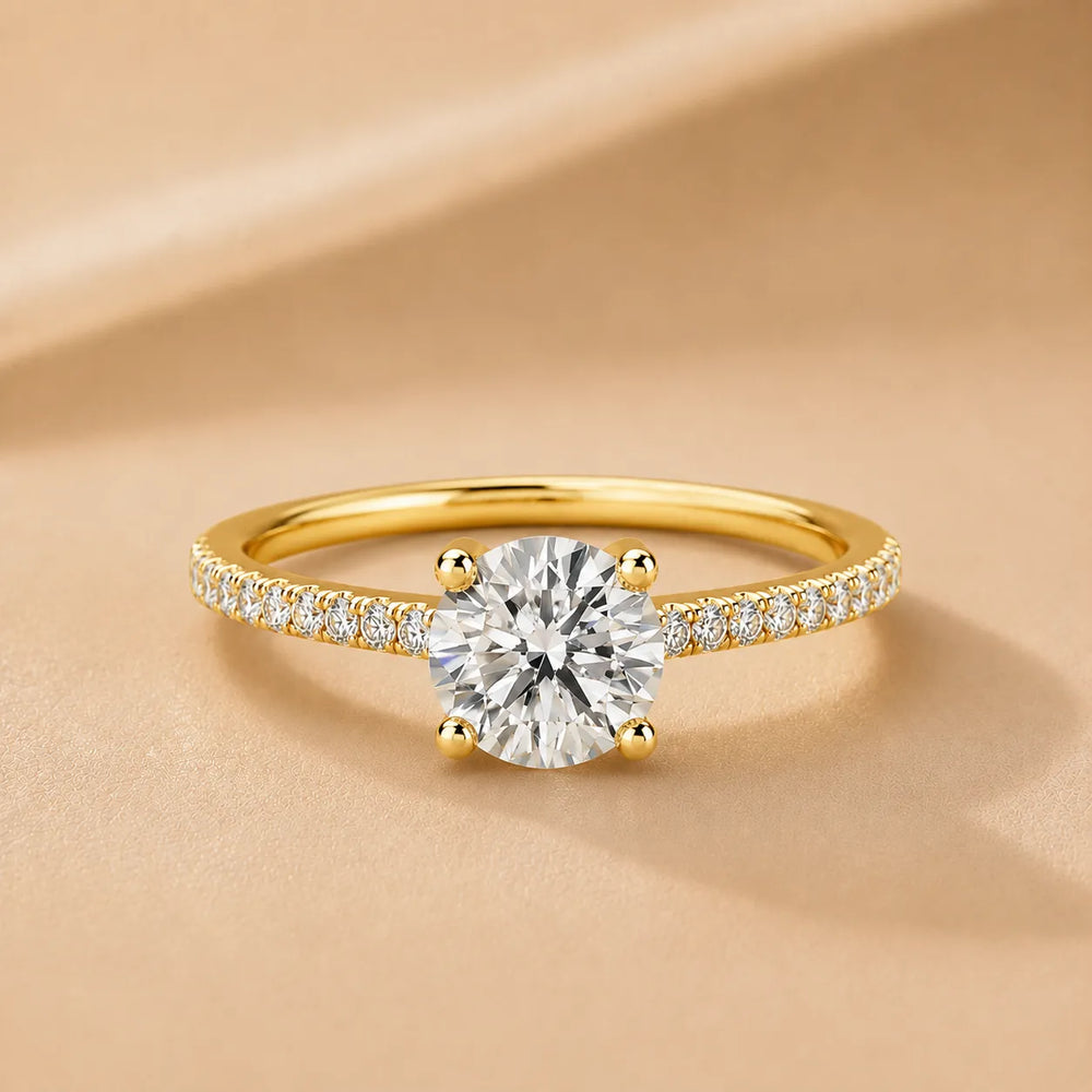 Elegant Pavé Solitaire Engagement Ring