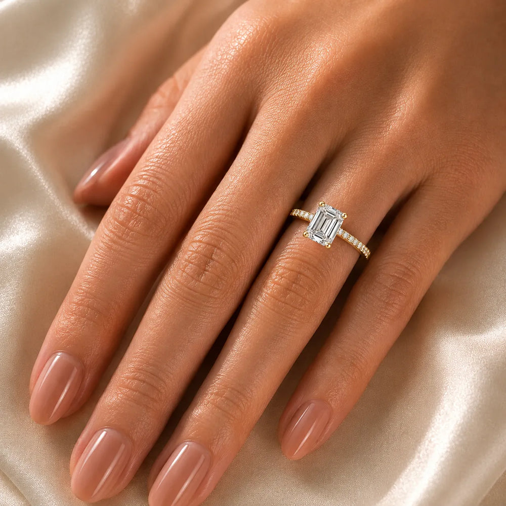 Elegant Pavé Solitaire Engagement Ring